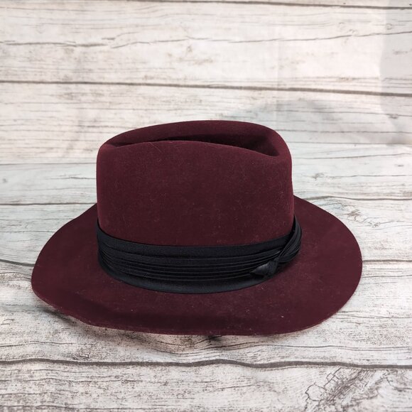 Smithbilt 3X Quality Burgundy Wool Felt Western Hat – Men’s 6 3/4 - Picture 2 of 9